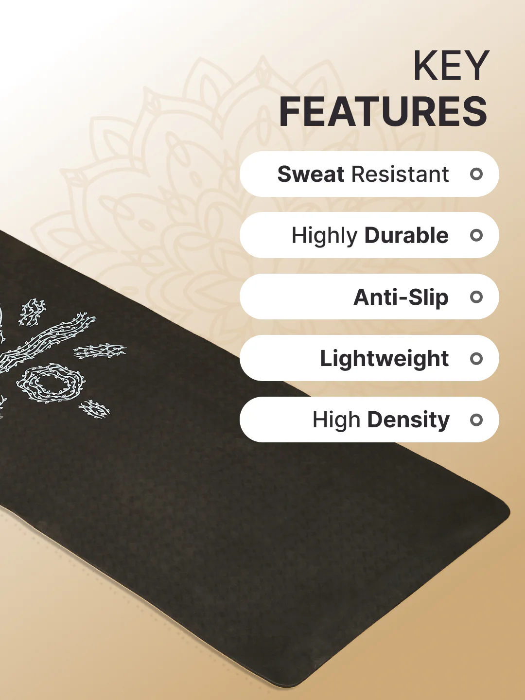 TPE 6mm Yoga Mat Black with Carry bag & Yoga Wheel Grey & Yoga Belt Black - Image 2
