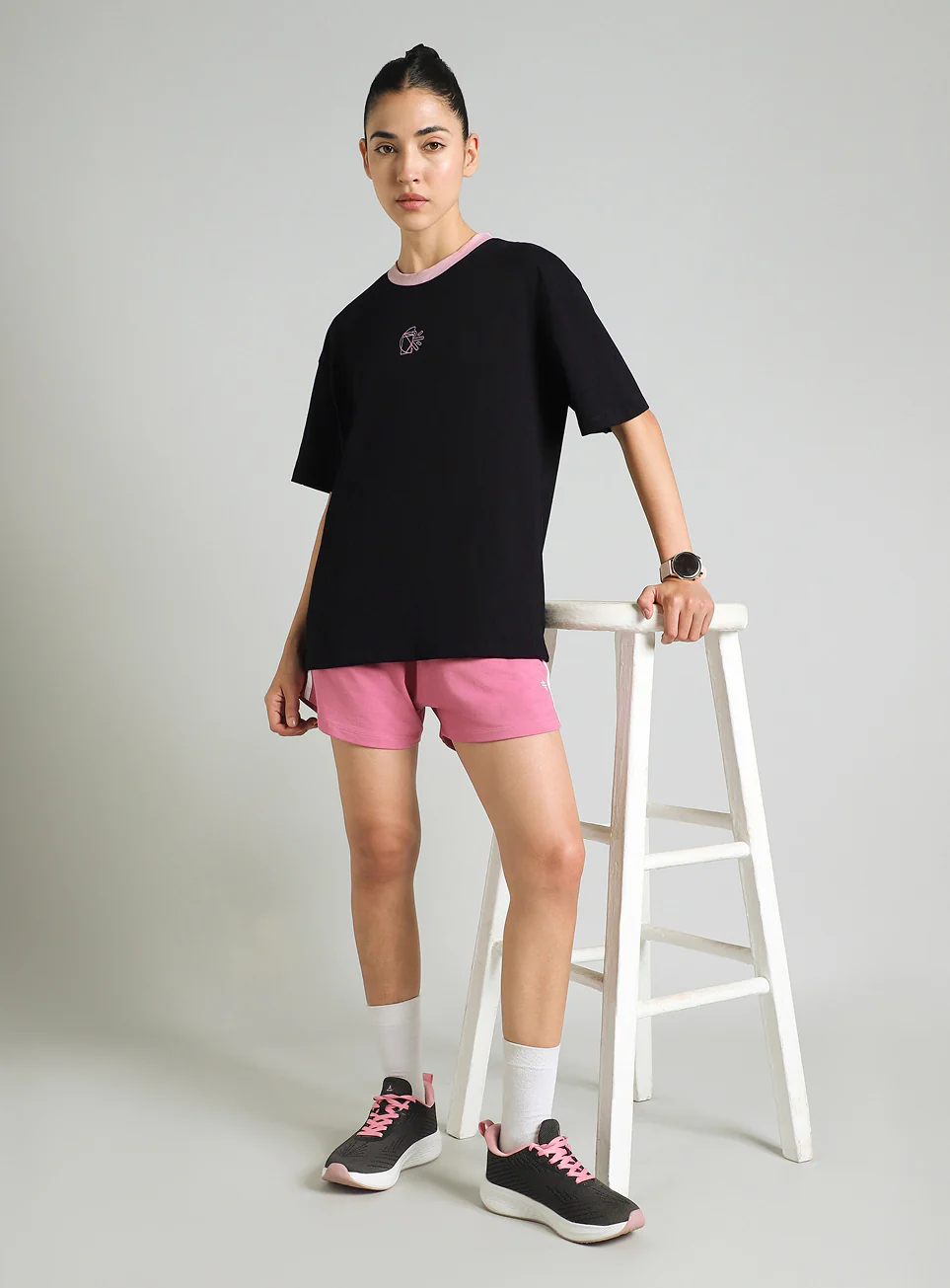 Women's Black Cult Logomania Print Oversized Fit T-shirt - Image 3