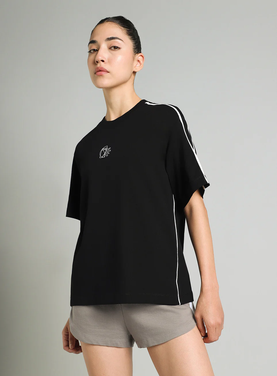 Women's Black Cult Logomania Print Relaxed Fit T-shirt