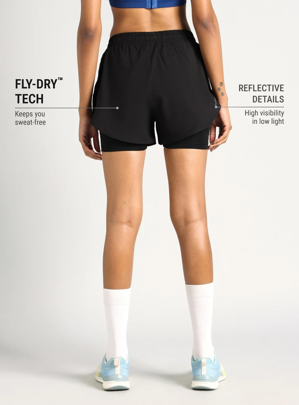 Women's Black Cult Zero Strider Shorts with Inner Shorts - Image 6
