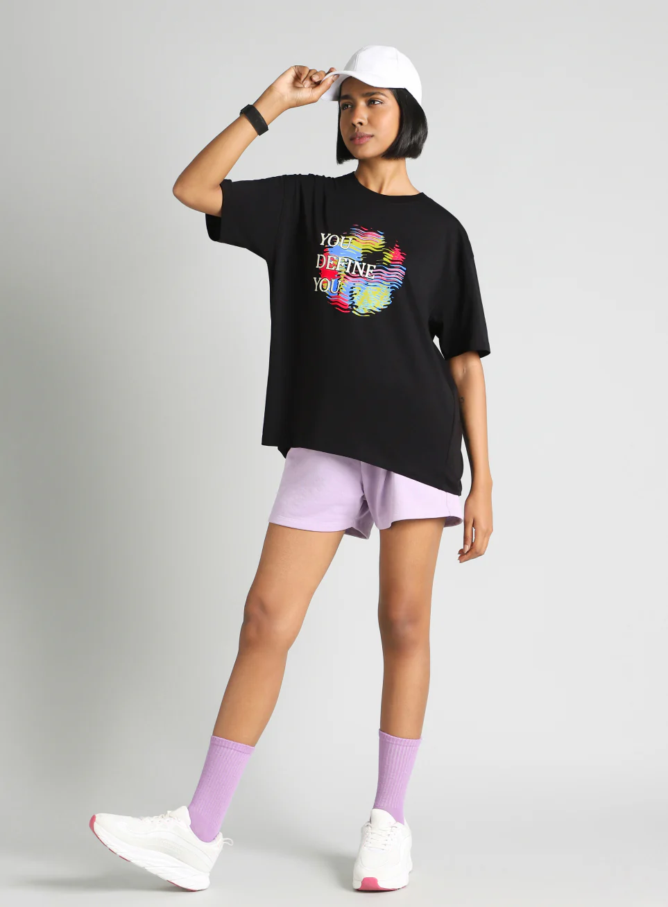 Women's Black Graphic Oversized Fit T-Shirt - Image 2