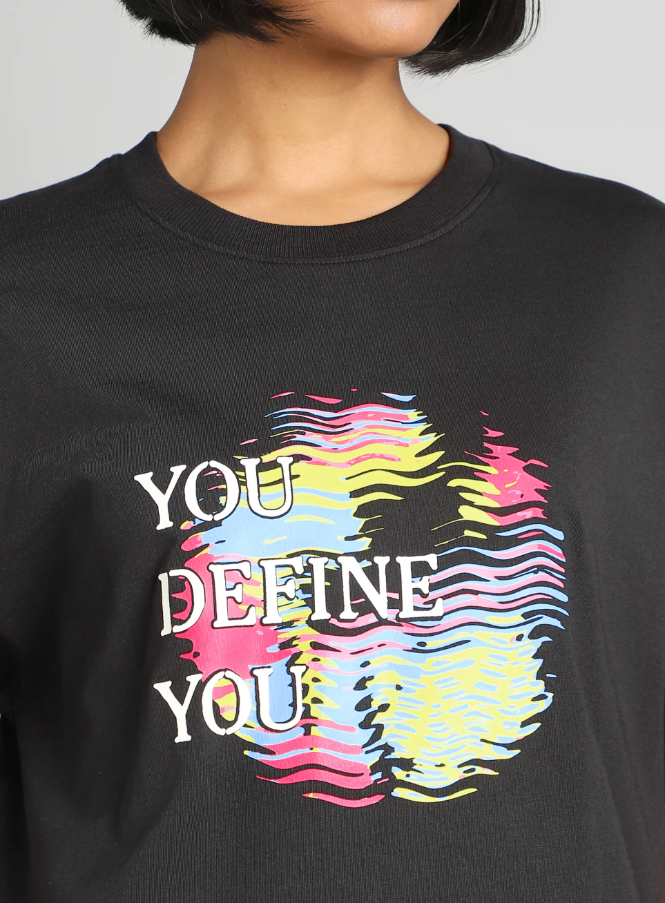 Women's Black Graphic Oversized Fit T-Shirt - Image 7