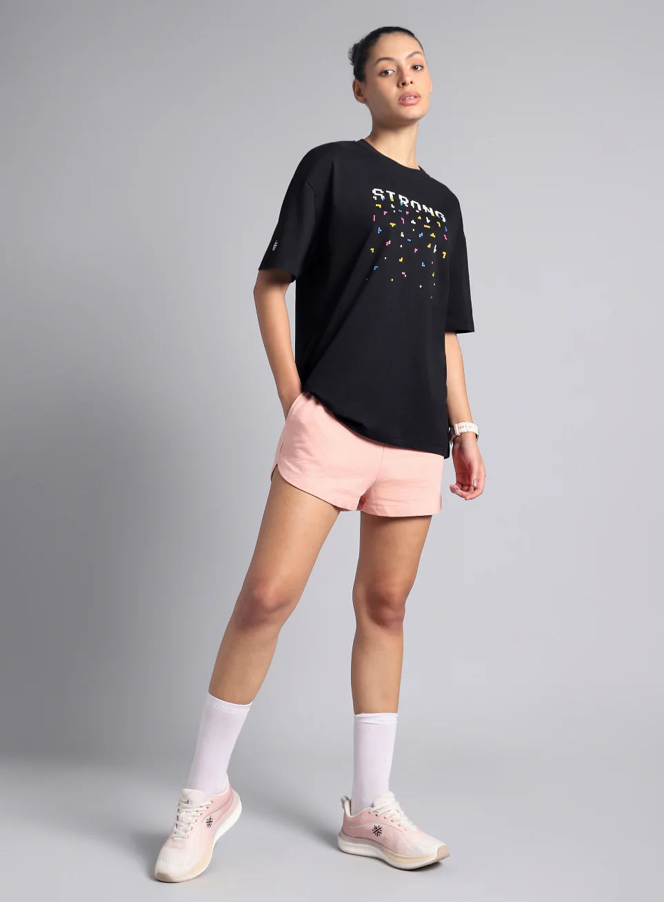 Women's Black Graphic Oversized T-shirt - Image 2