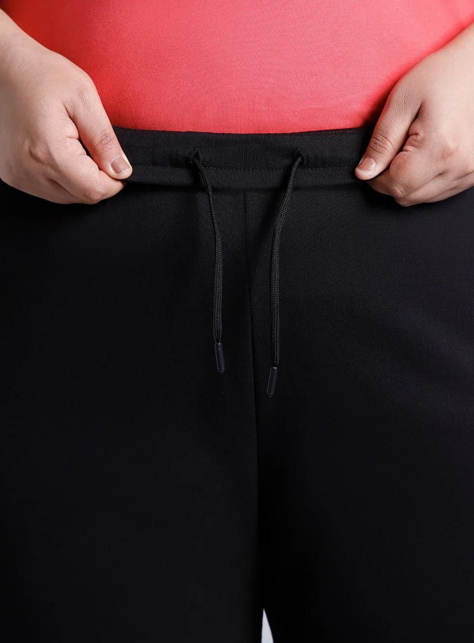 Women's Black High Slit Straight Fit Plus Size Trackpants - Image 9