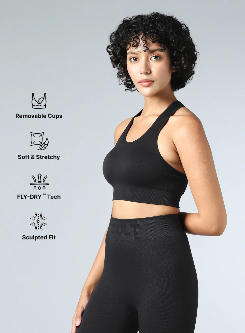 Women's Black Motion Flow Medium Support Seamless Bra - Image 5
