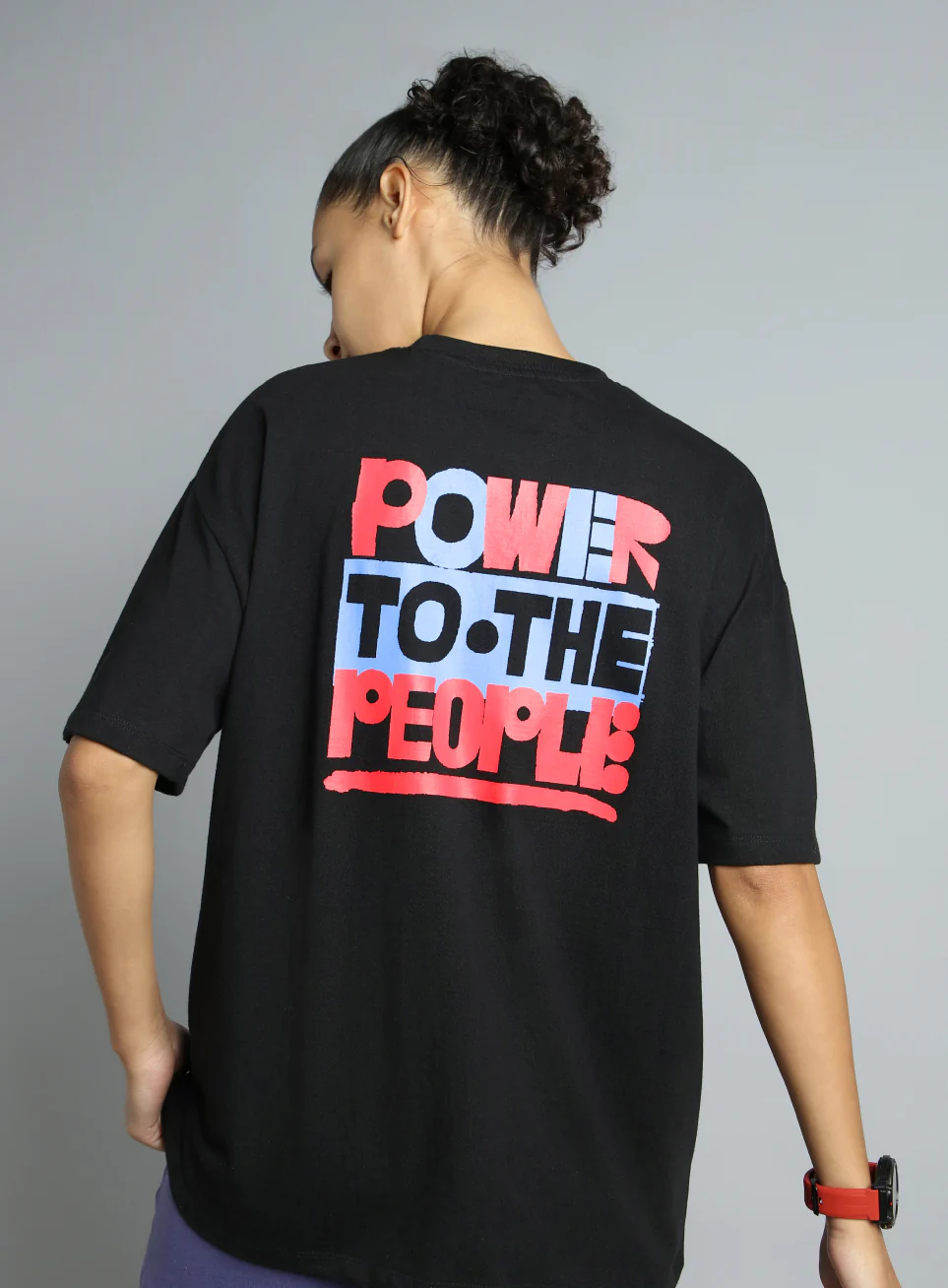 Women's Black Oversized Back Print Graphic T-shirt
