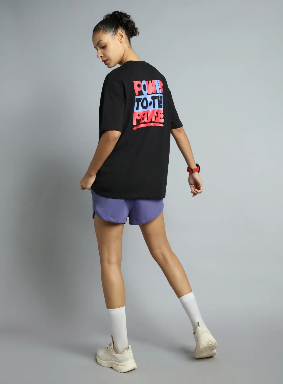 Women's Black Oversized Back Print Graphic T-shirt - Image 2