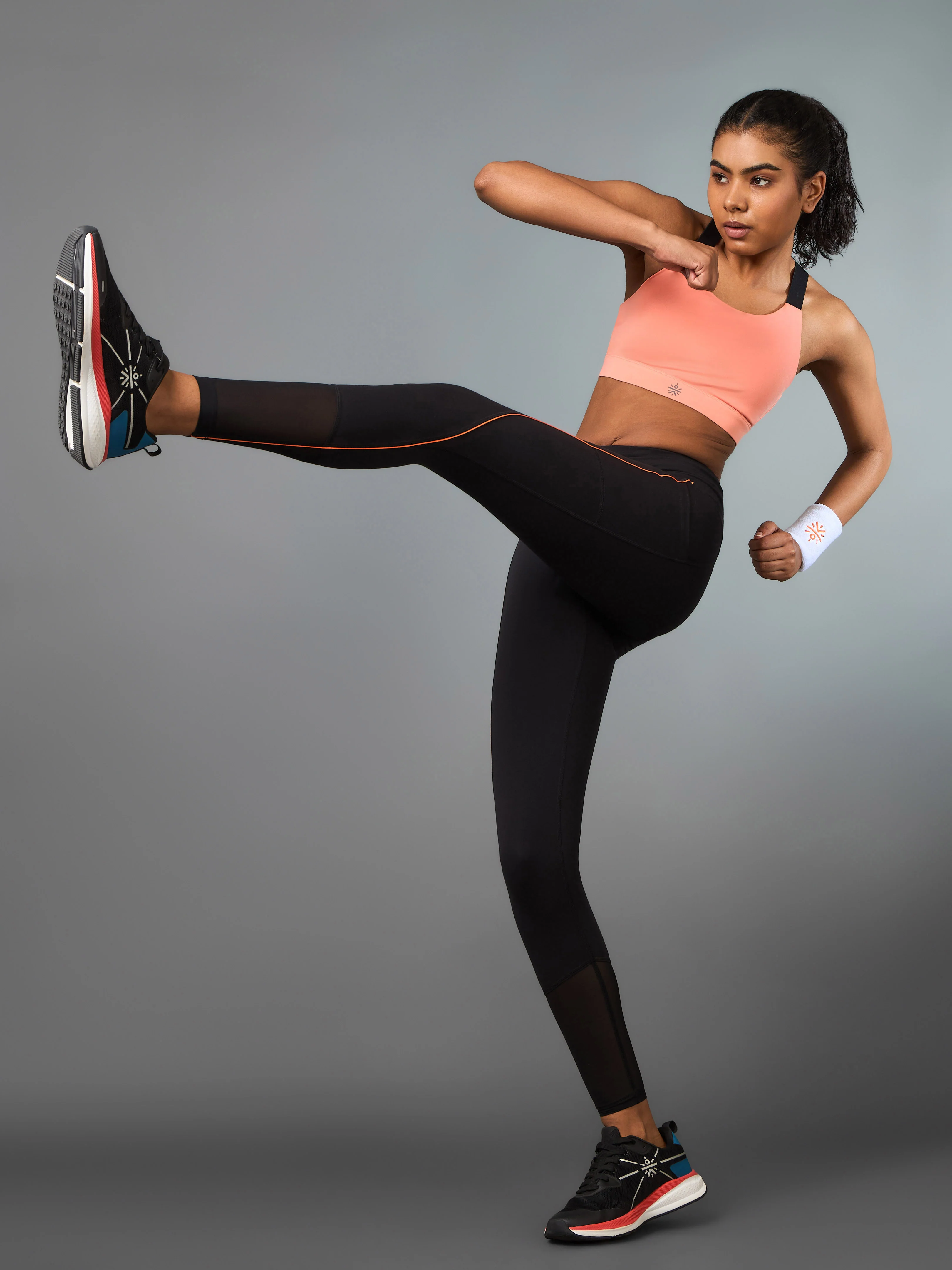 Women's Black Pace Up Running COMFlex Tights - Image 2