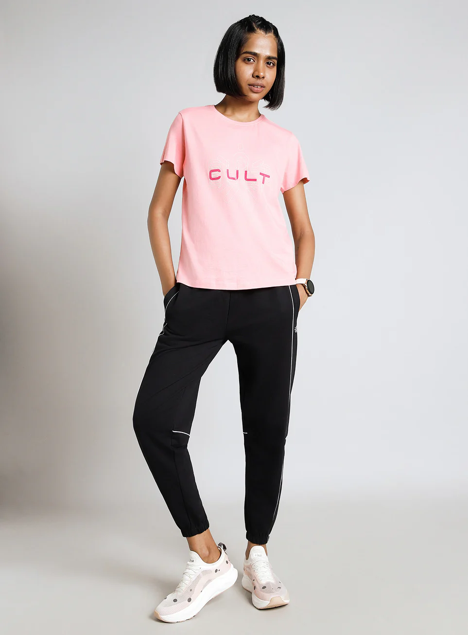 Women's Black Panel Highlight Joggers - Image 2