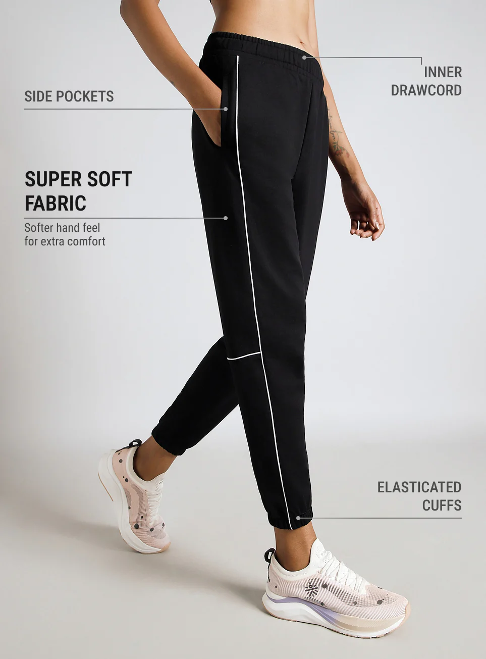 Women's Black Panel Highlight Joggers - Image 5