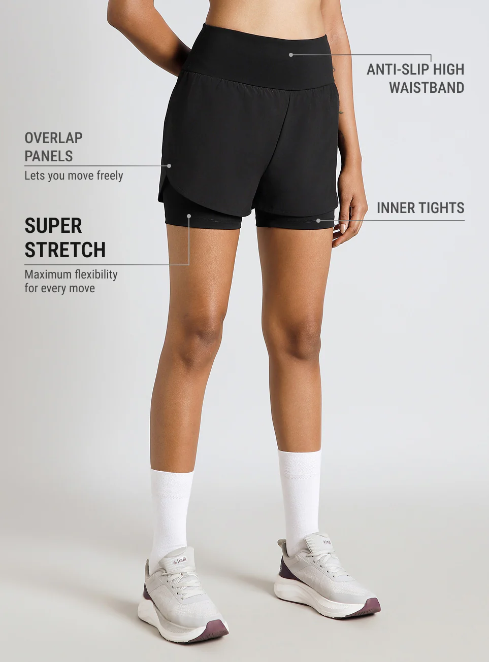 Women's Black Performance Pro Training Layered Shorts - Image 5