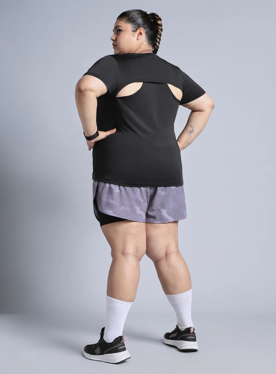 Women's Black Plus Size Back Vent Training Tee - Image 3