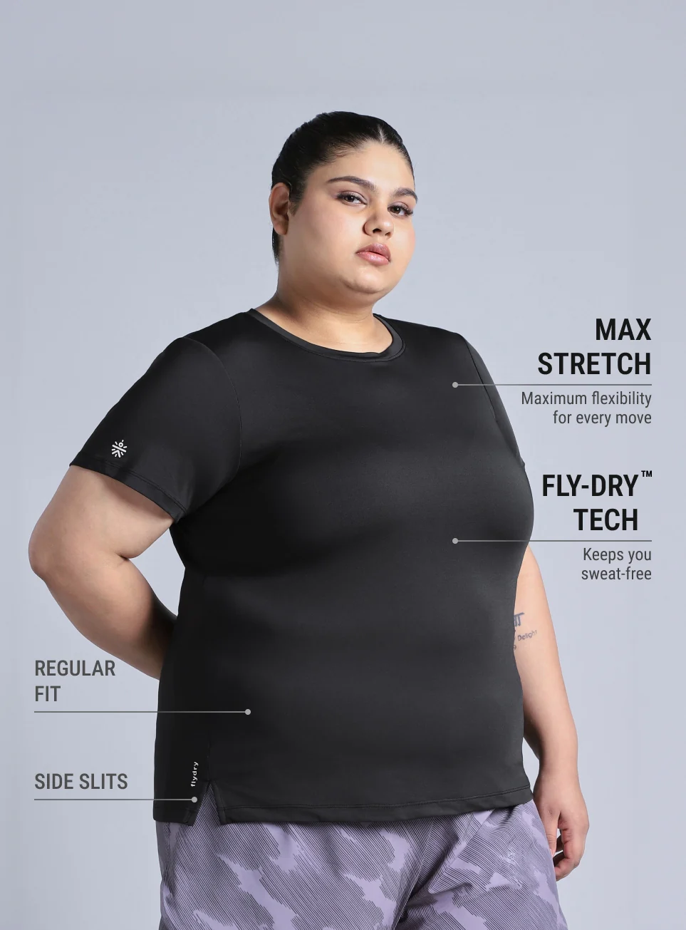 Women's Black Plus Size Back Vent Training Tee - Image 5