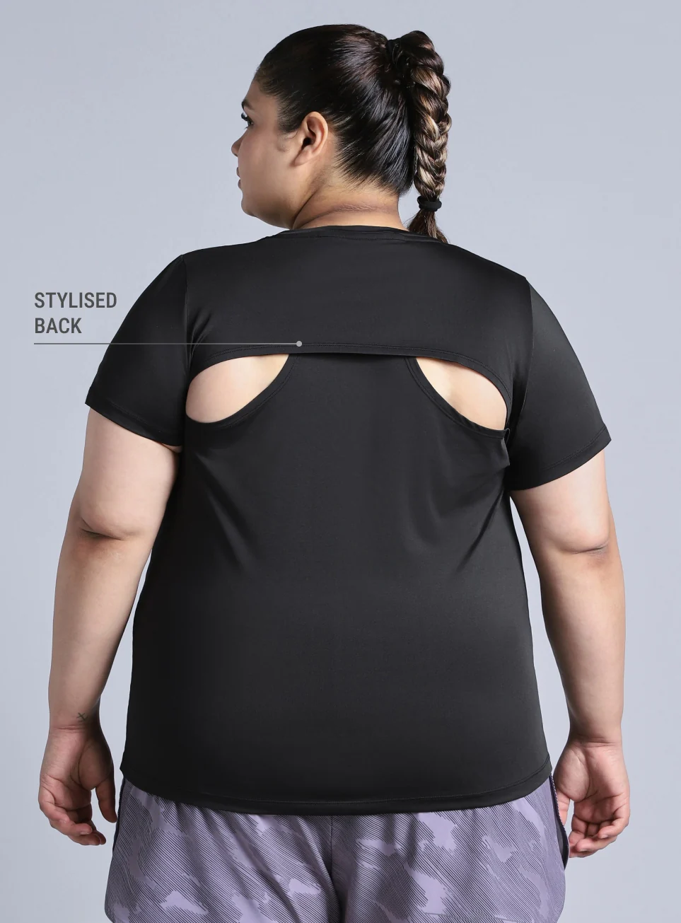 Women's Black Plus Size Back Vent Training Tee - Image 6