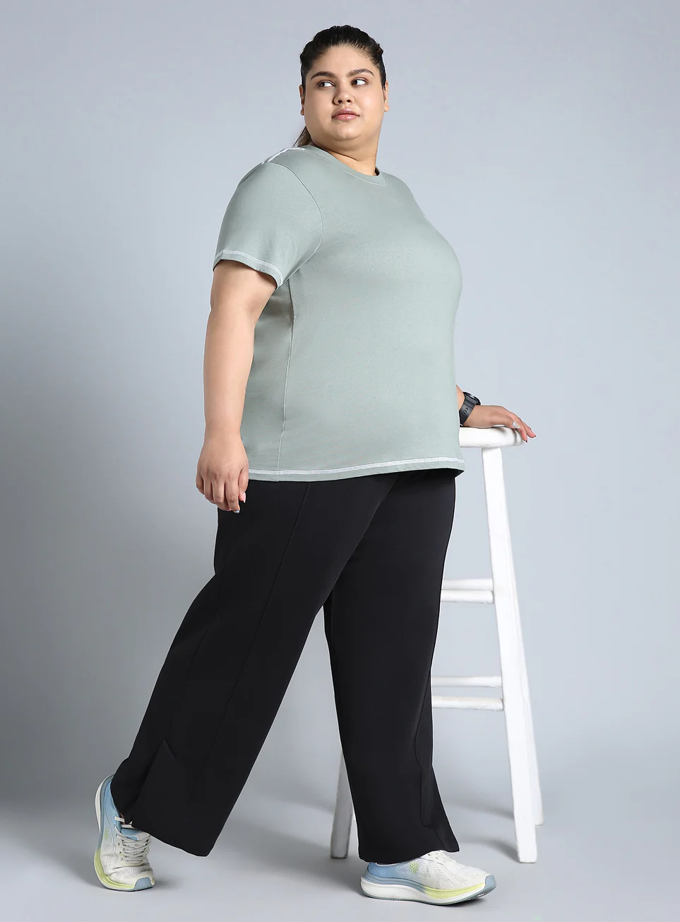 Women's Black Plus Size Everyday Cotton Trackpants - Image 2