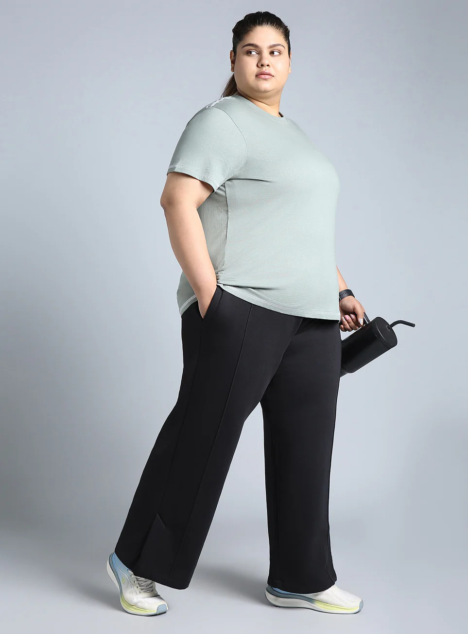 Women's Black Plus Size Everyday Cotton Trackpants - Image 3