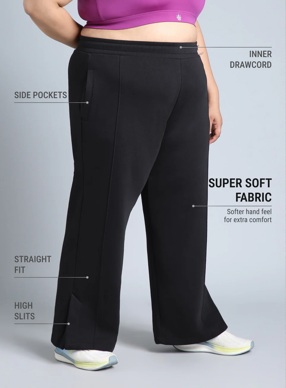 Women's Black Plus Size Everyday Cotton Trackpants - Image 5