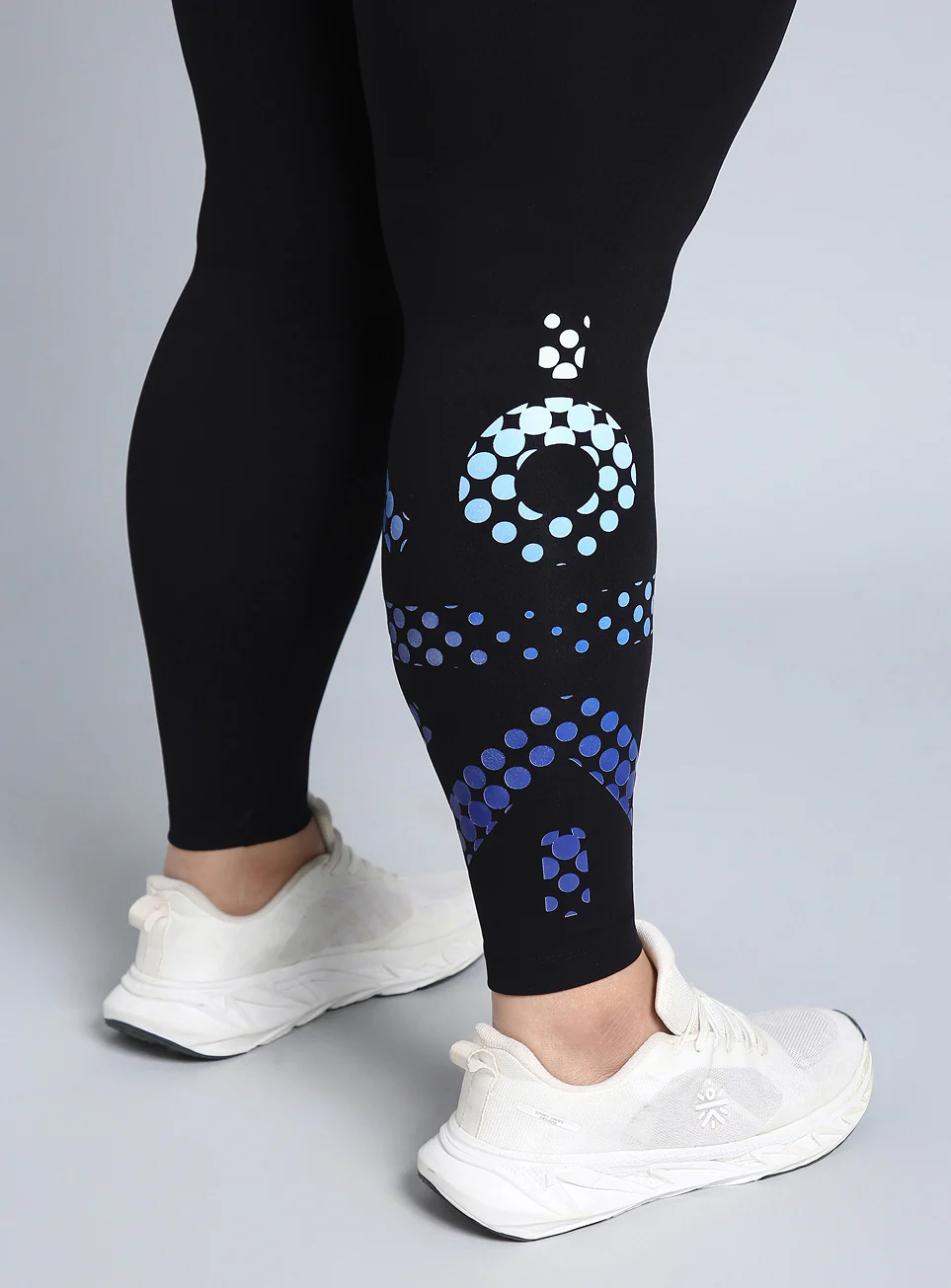 Women's Black Plus Size Graphic Branded COMFlex Training Tights - Image 7