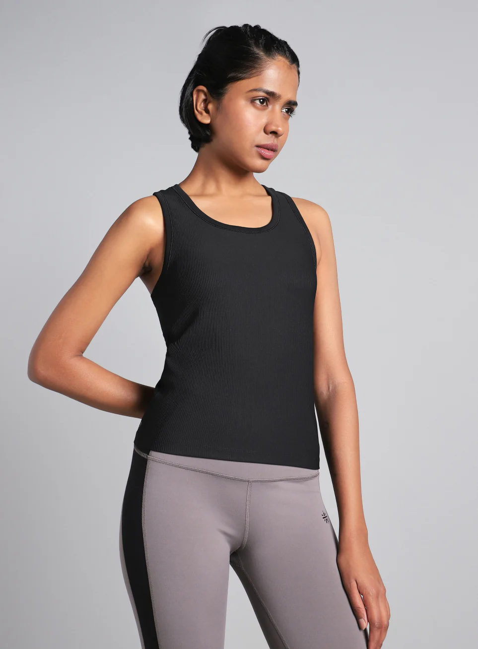 Women's Black Run Built-In Tank Sports Bra