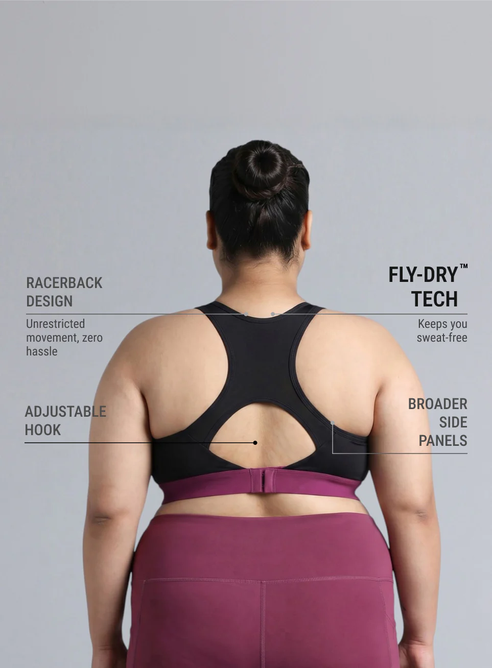 Women's Black Run Forward High Support Plus Size Bra - Image 6