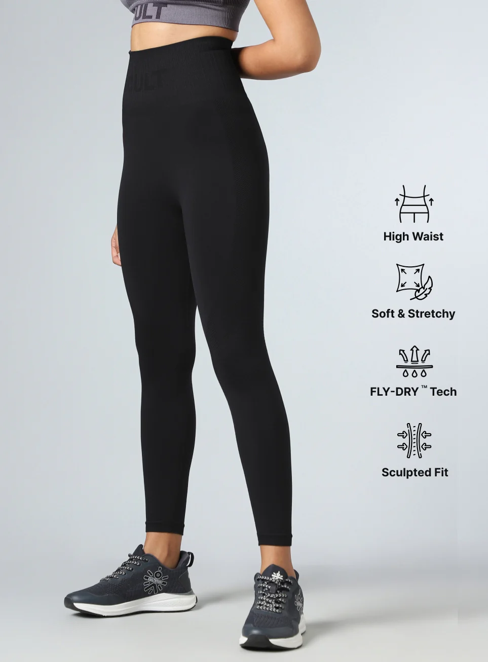 Women's Black Sculpt Seamless Tights - Image 5