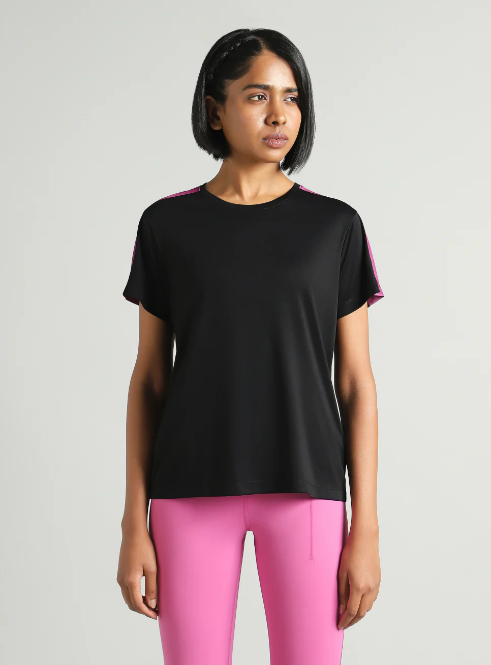 Women's Black Shoulder Pop Active T-shirt - Image 4