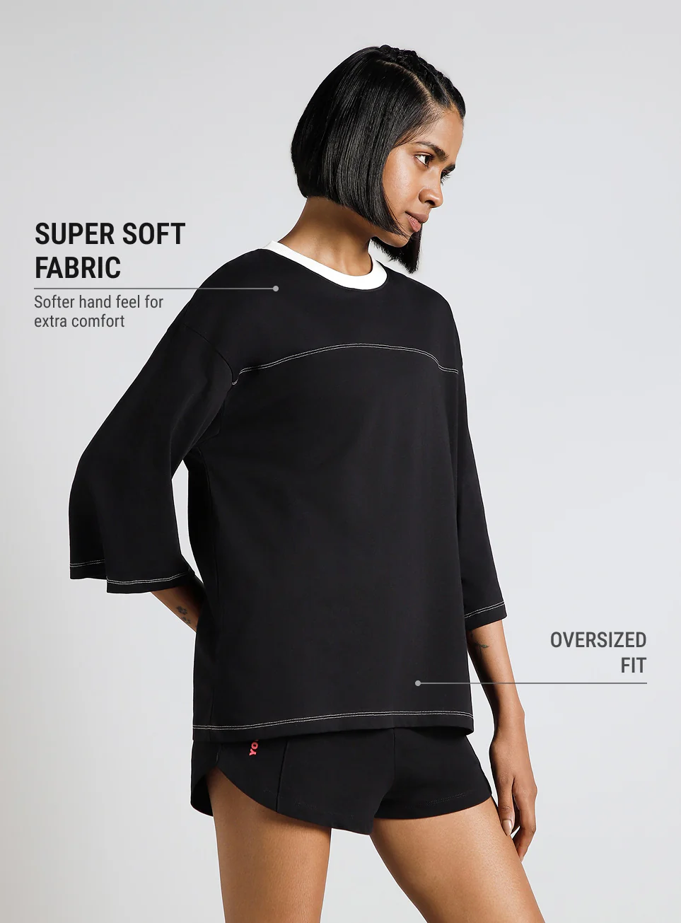 Women's Black Transition Graphic Oversized T-shirt - Image 5