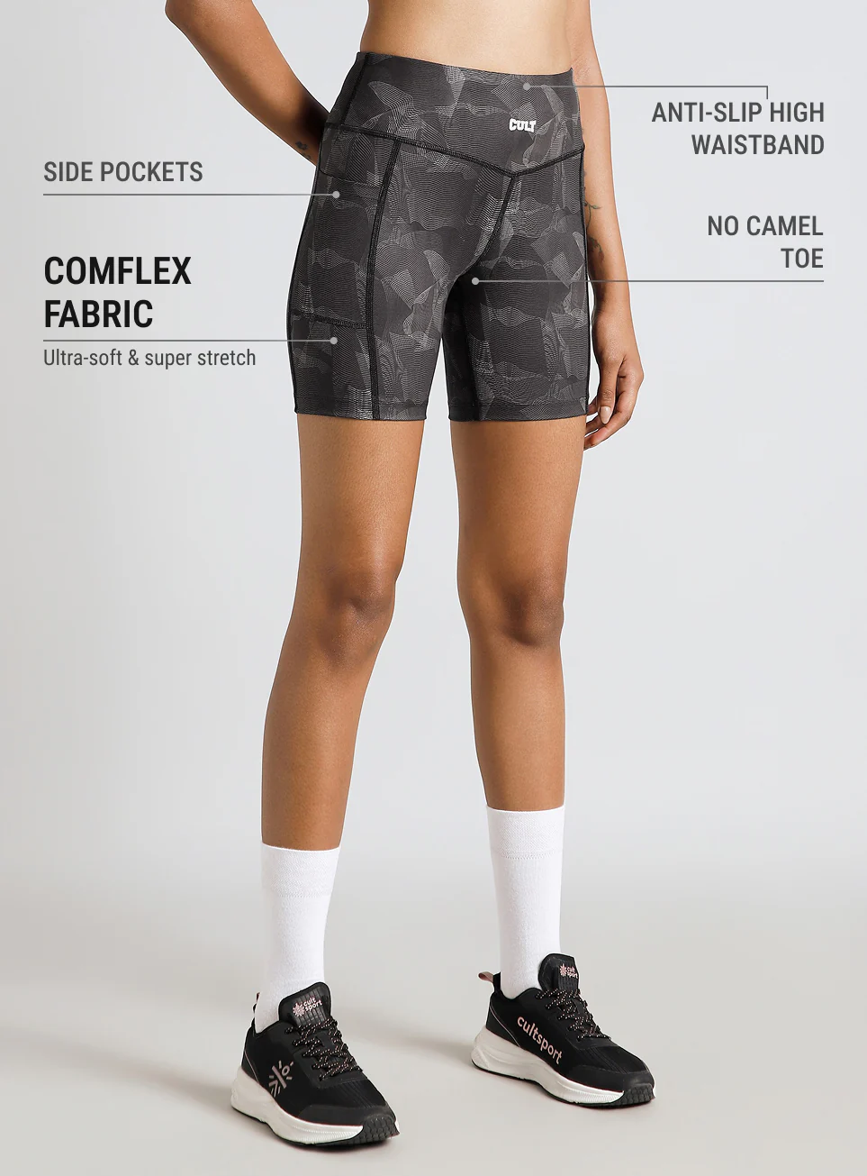 Women's Black Urban Camo Combat COMFlex Cycling Shorts - Image 5