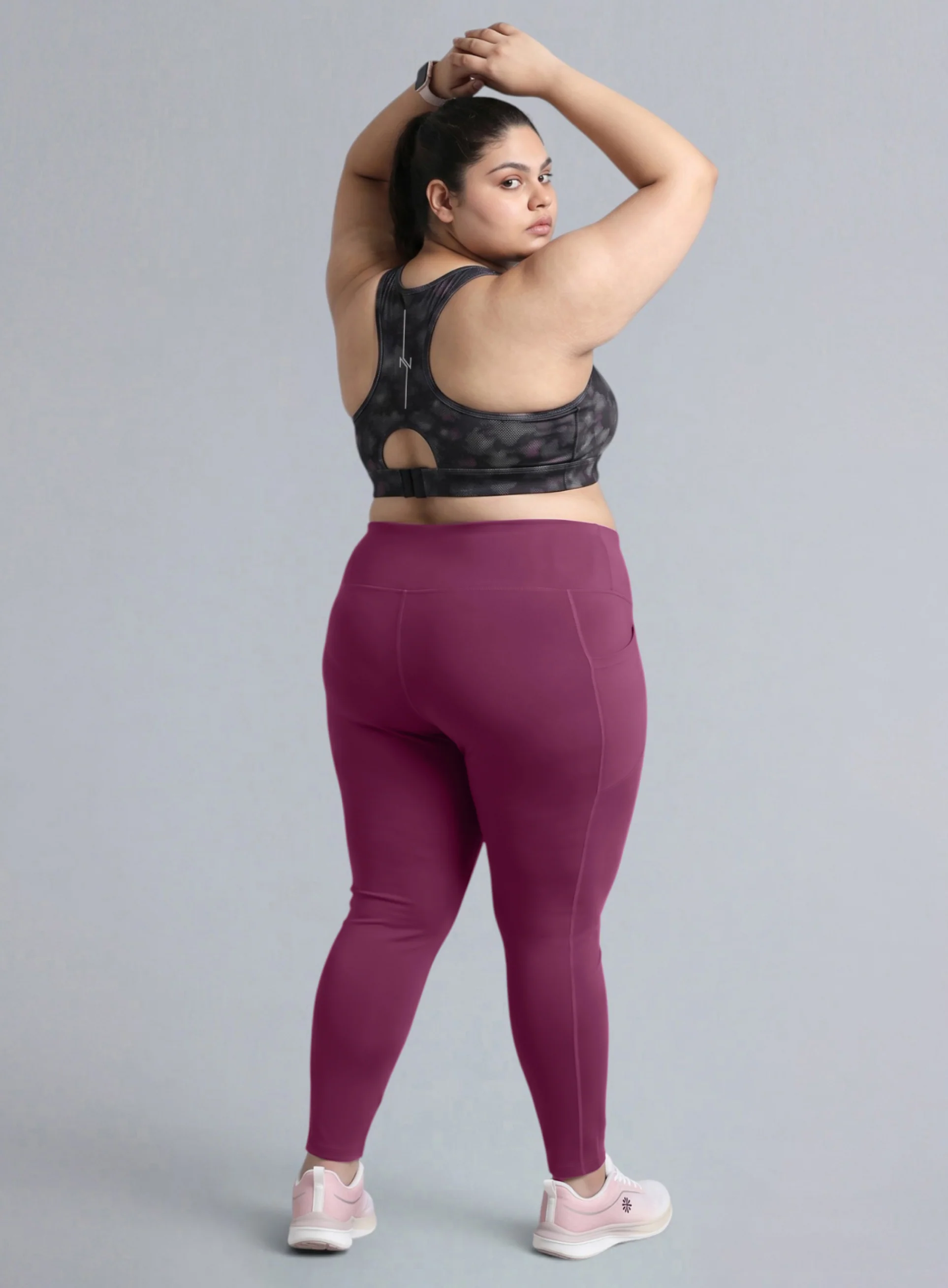 Women's Black Urban Camo Running High Support Plus Size Bra - Image 3