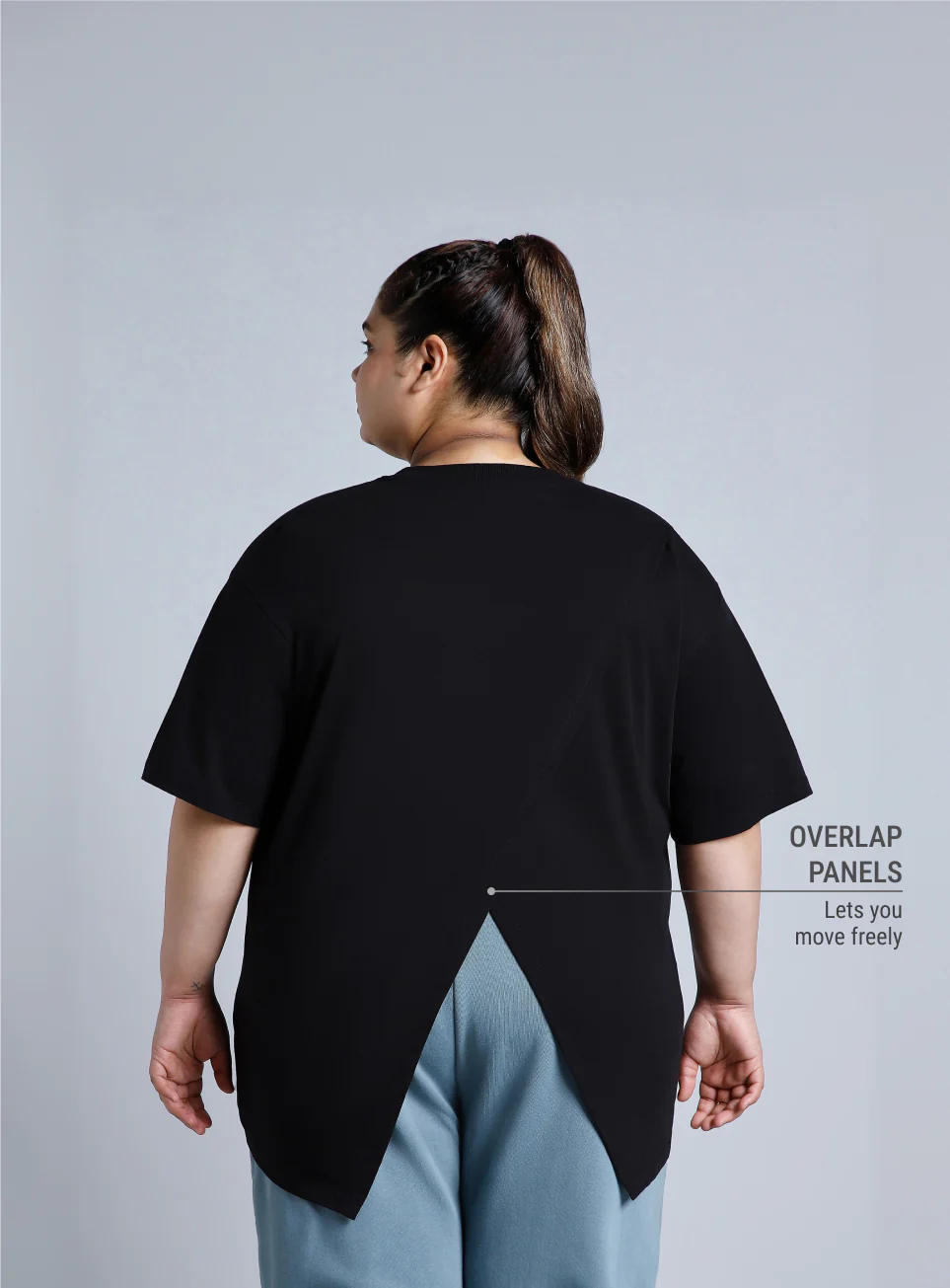 Women's Black You Define You Back Overlap Plus Size Oversized T-shirt - Image 6