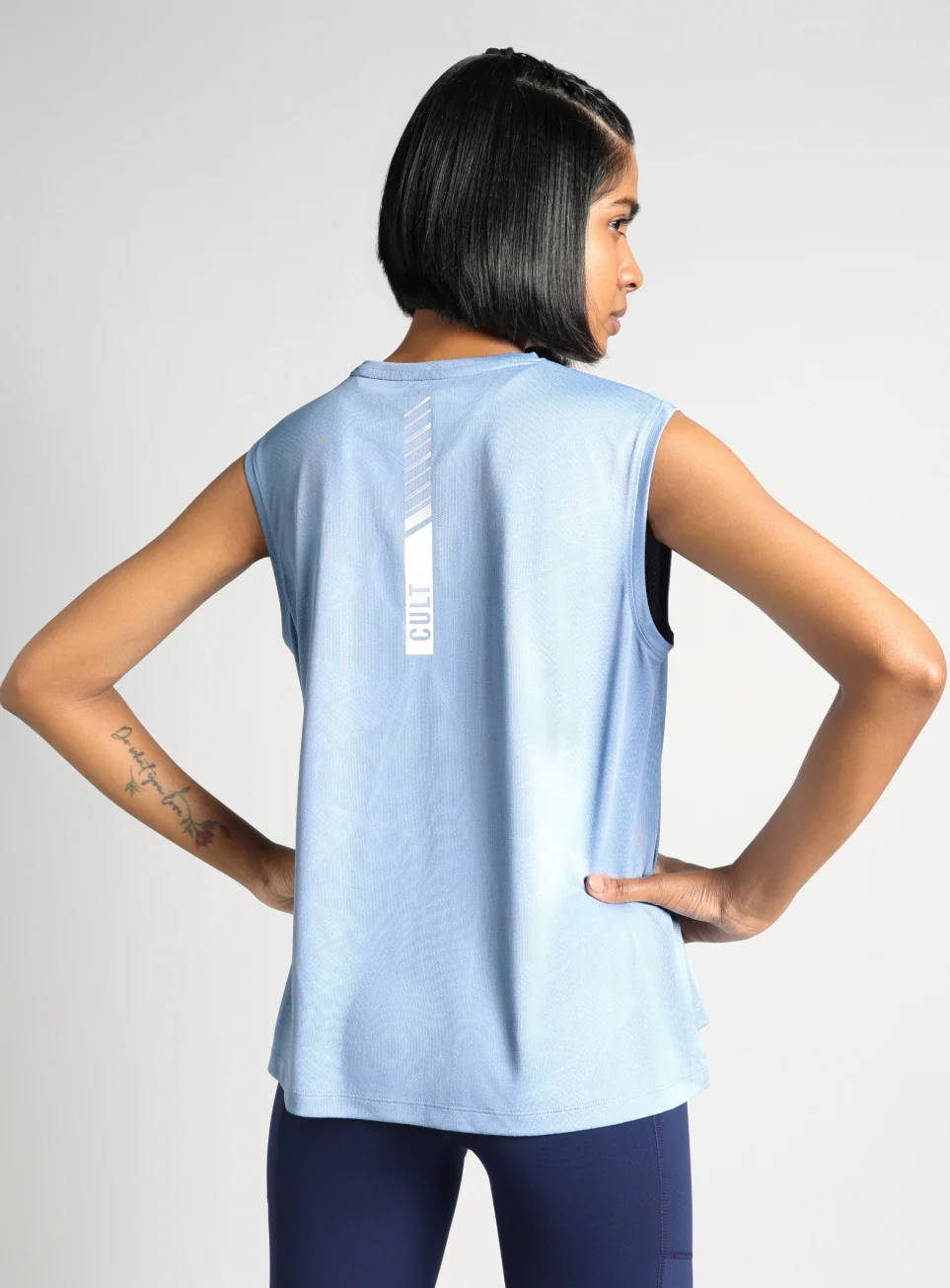 Women's Blue Boxy Fit Training Tank