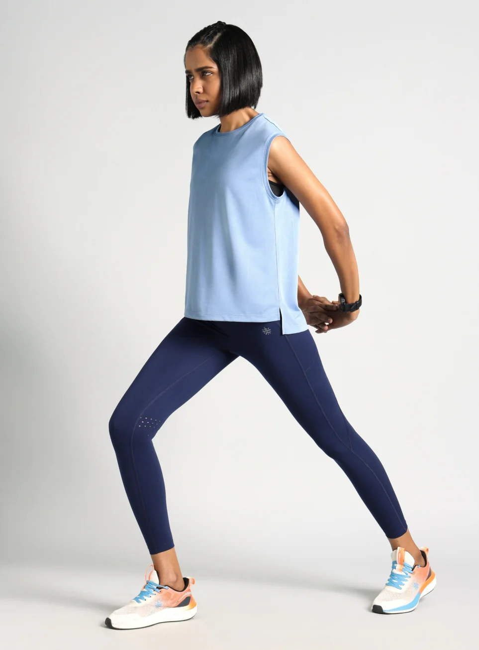Women's Blue Boxy Fit Training Tank - Image 2