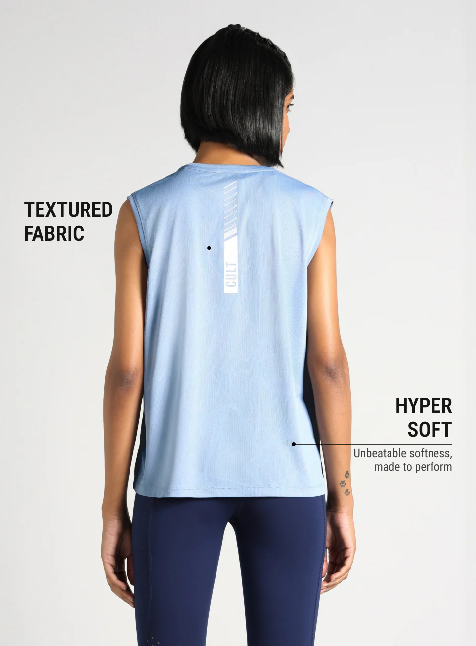 Women's Blue Boxy Fit Training Tank - Image 6