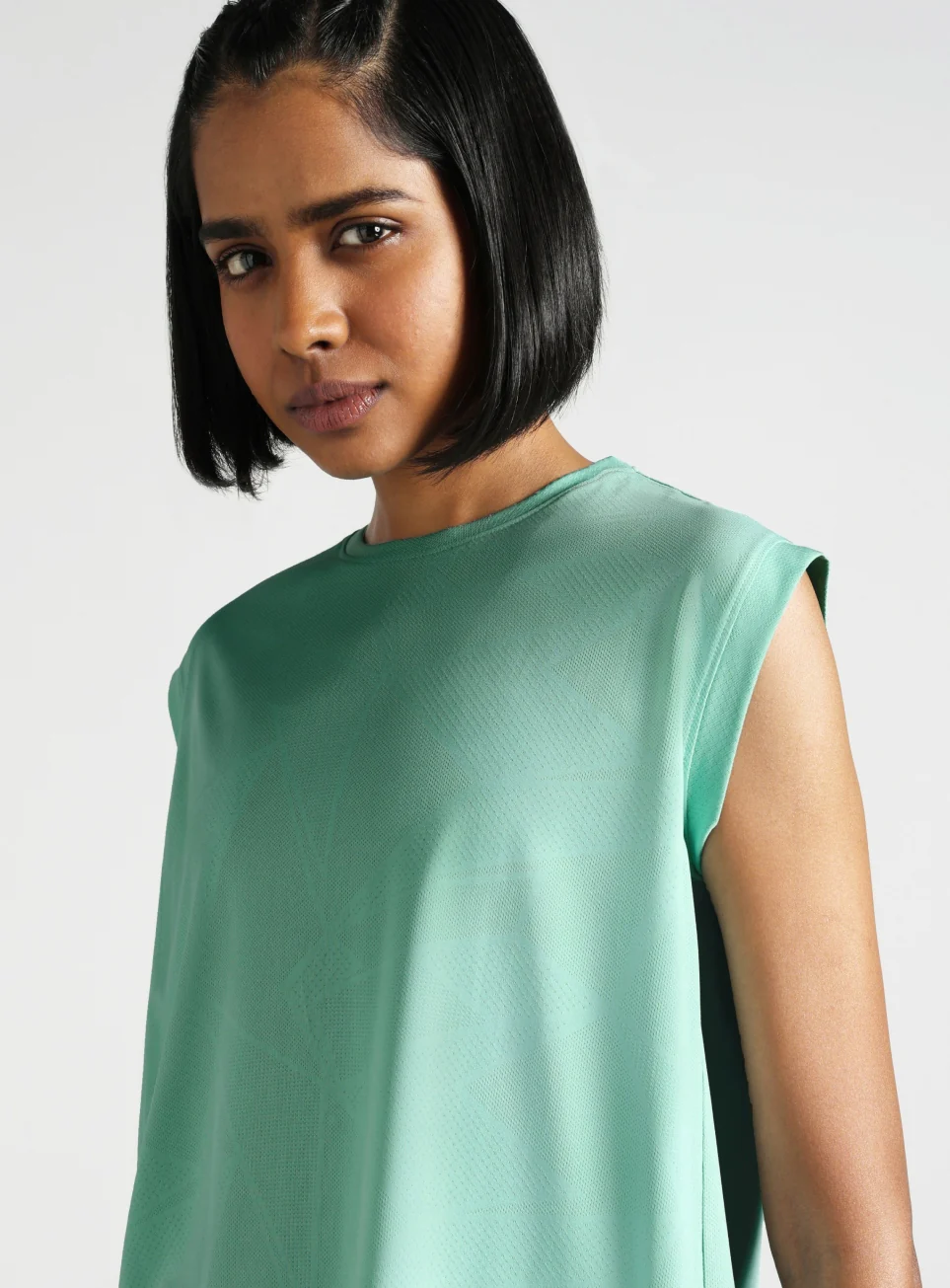 Women's Blue Boxy Fit Training Tank - Image 7