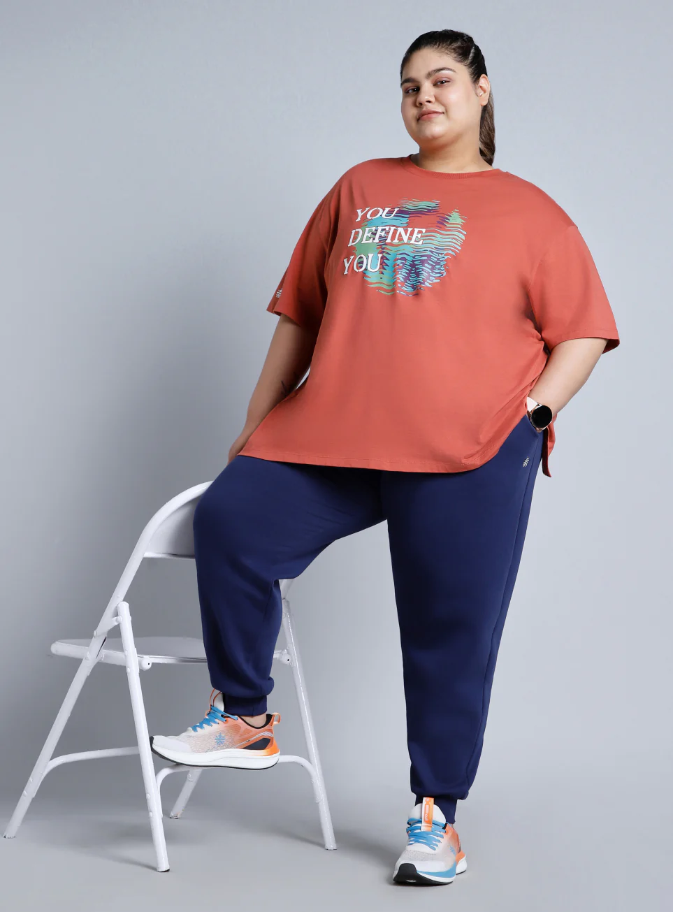 Women's Blue Cotton Plus Size Everyday Joggers - Image 3