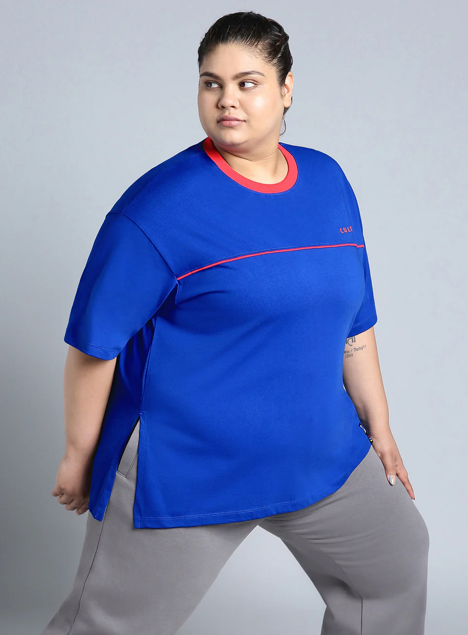 Women's Blue Cult Classic Oversized Fit Plus Size T-shirt