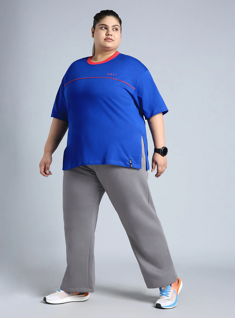 Women's Blue Cult Classic Oversized Fit Plus Size T-shirt - Image 2