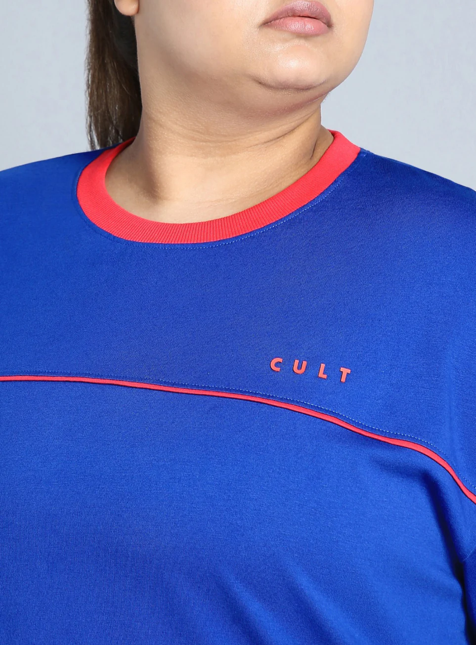Women's Blue Cult Classic Oversized Fit Plus Size T-shirt - Image 7