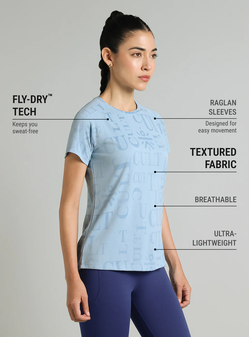 Women's Blue CULT ZERO Knit Tech Running T-shirt - Image 5