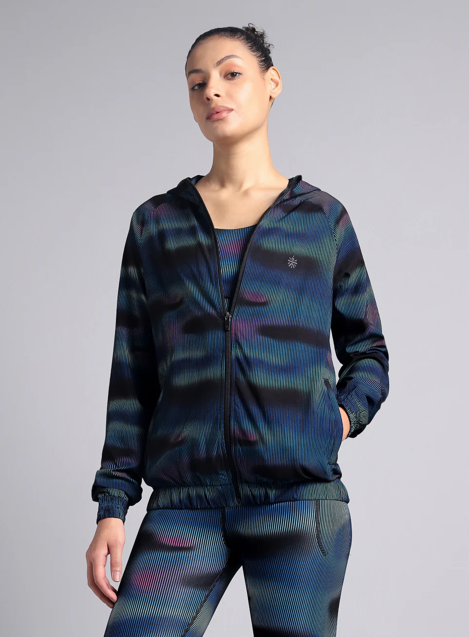 Women's Blue Energy Map All Over Print Lightweight Jacket