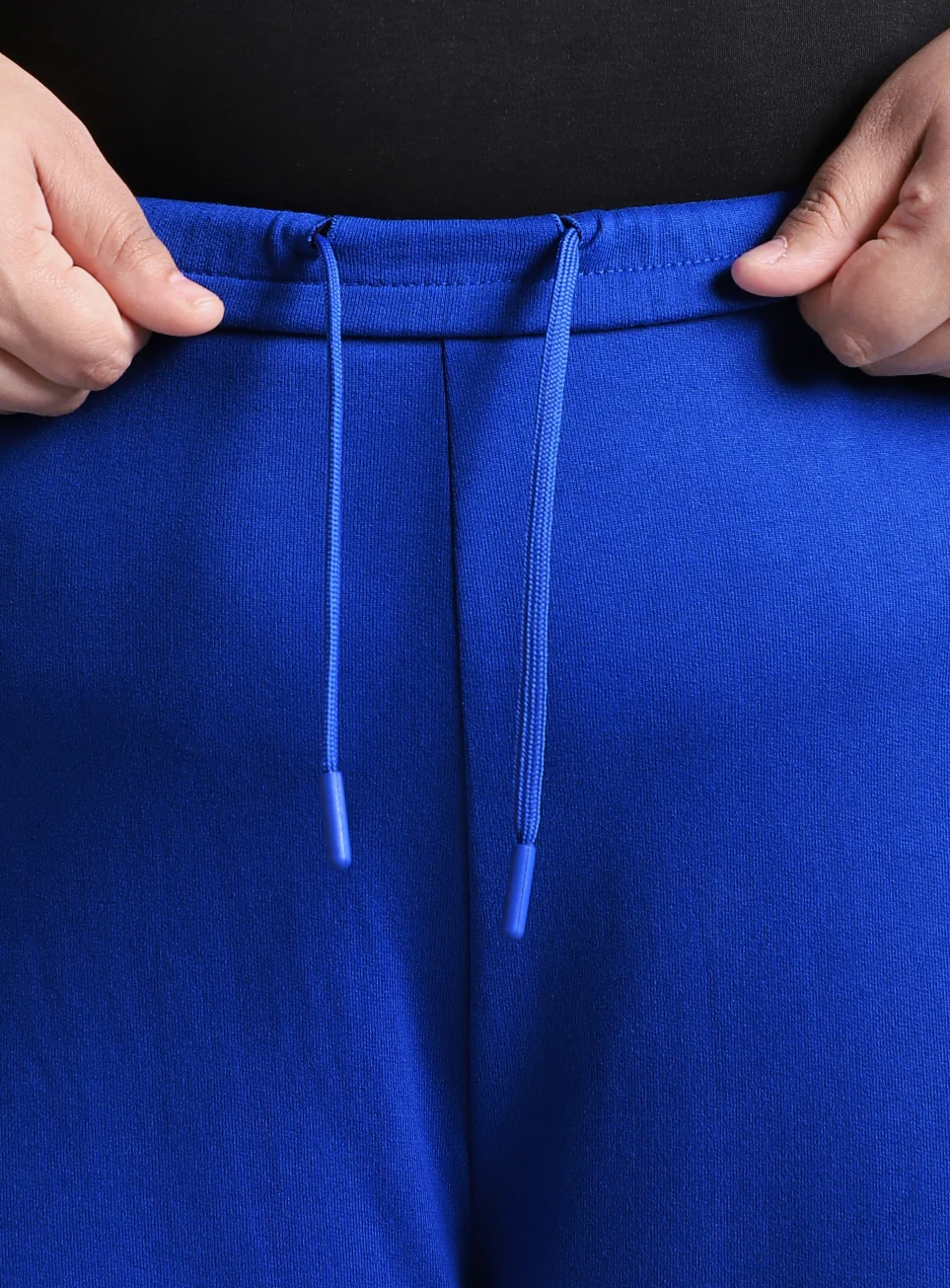 Women's Blue High Slit Straight Fit Plus Size Trackpants - Image 9