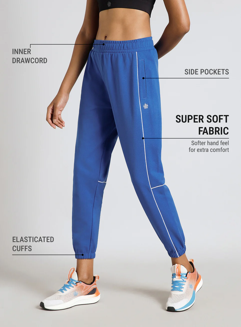 Women's Blue Panel Highlight Joggers - Image 5