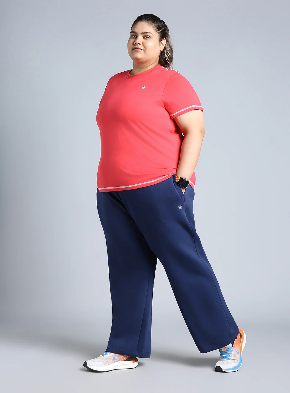 Women's Blue Plus Size Athleisure Trackpants - Image 3