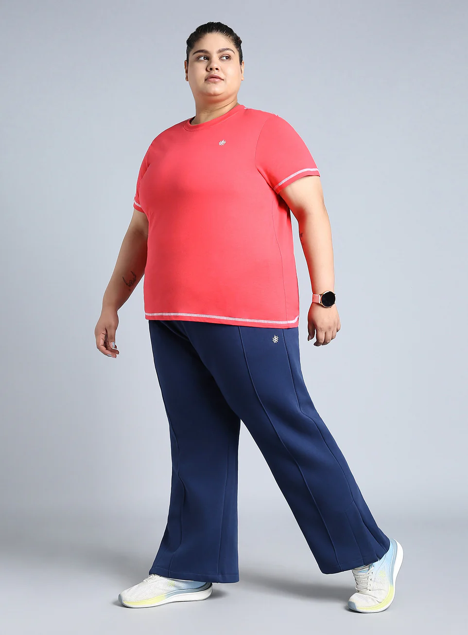 Women's Blue Plus Size Everyday Cotton Trackpants - Image 2