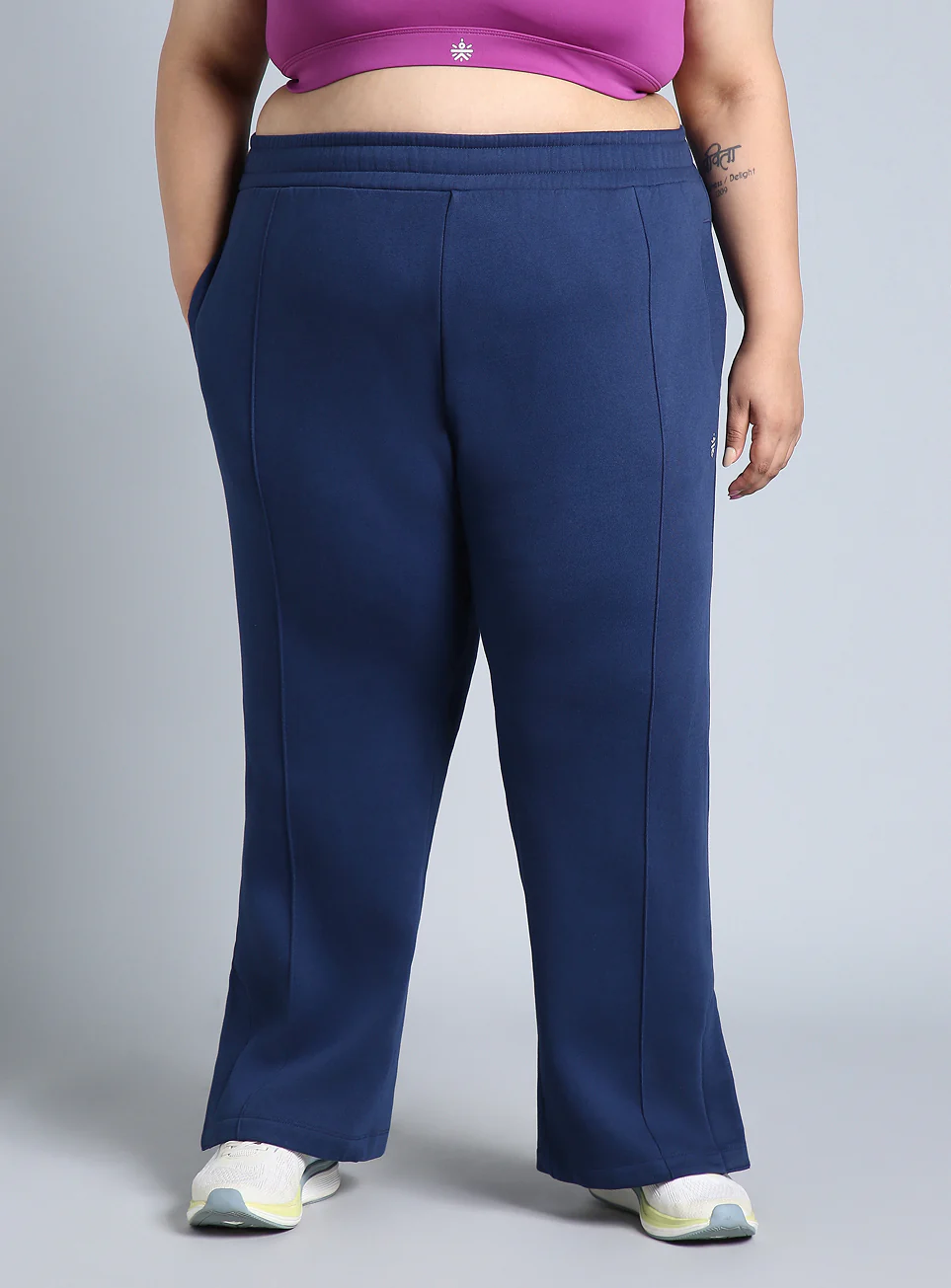 Women's Blue Plus Size Everyday Cotton Trackpants - Image 4