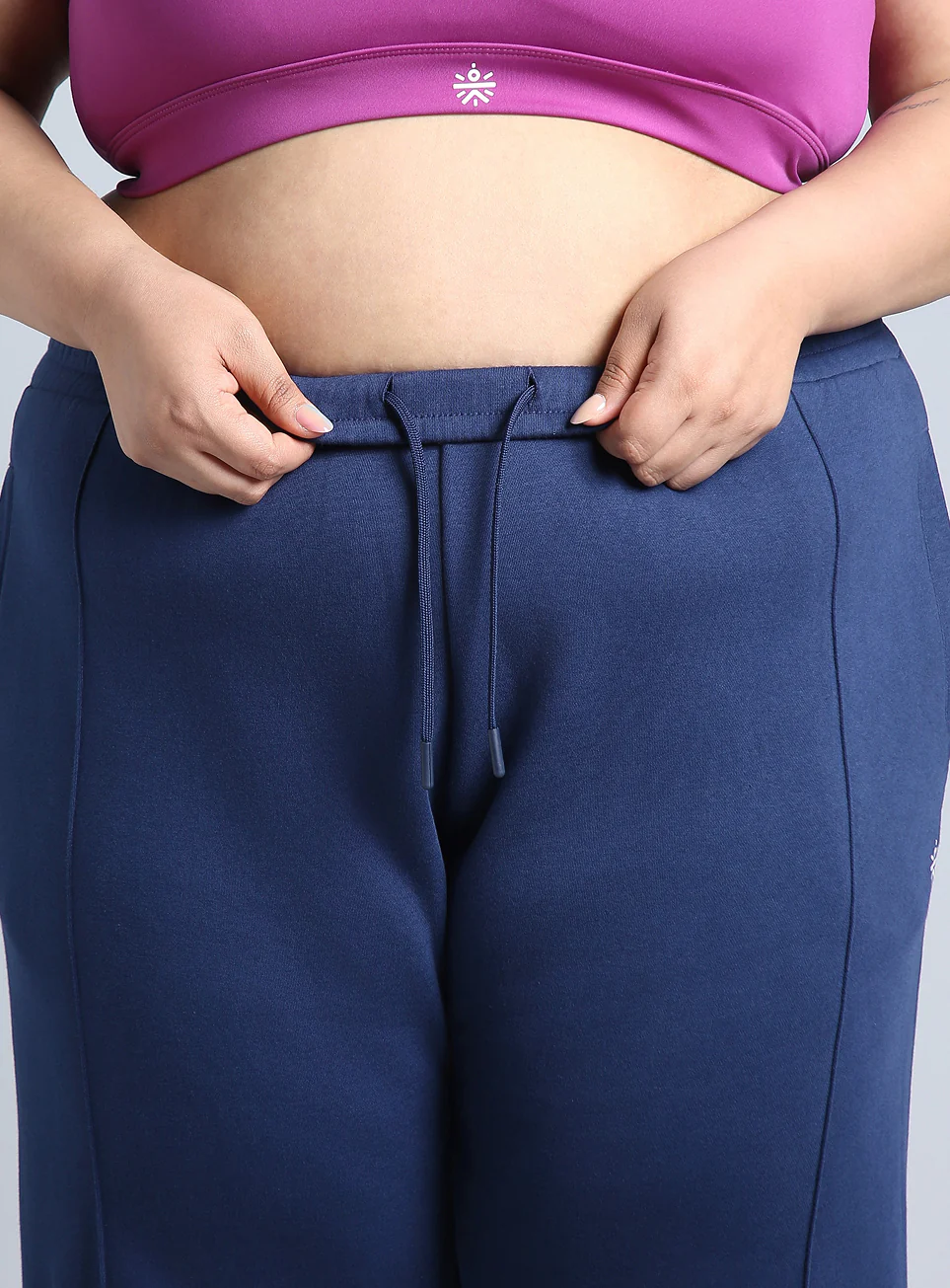 Women's Blue Plus Size Everyday Cotton Trackpants - Image 9