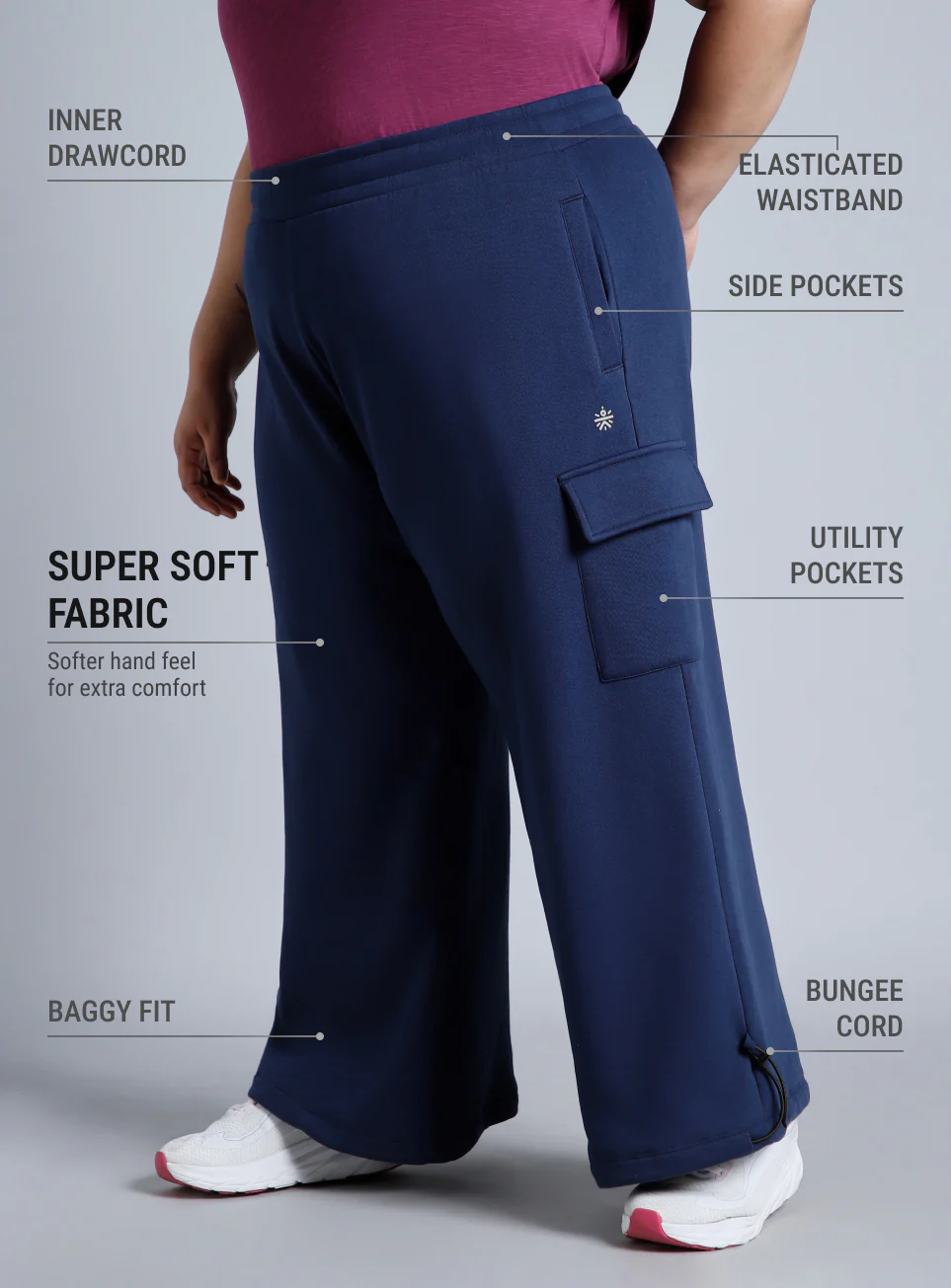 Women's Blue Plus Size Utility Joggers - Image 5