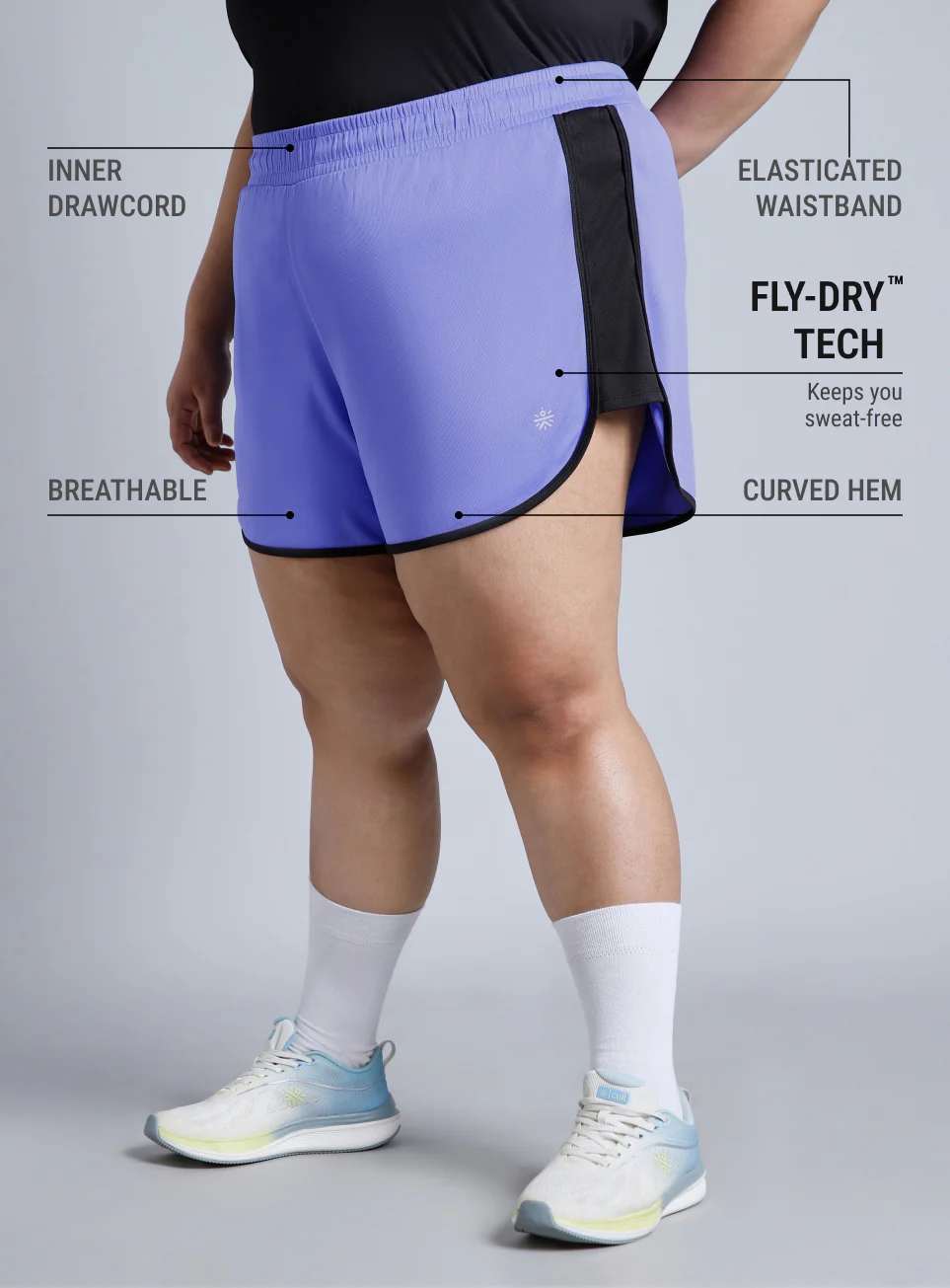 Women's Blue Power Active Plus Size Shorts - Image 5