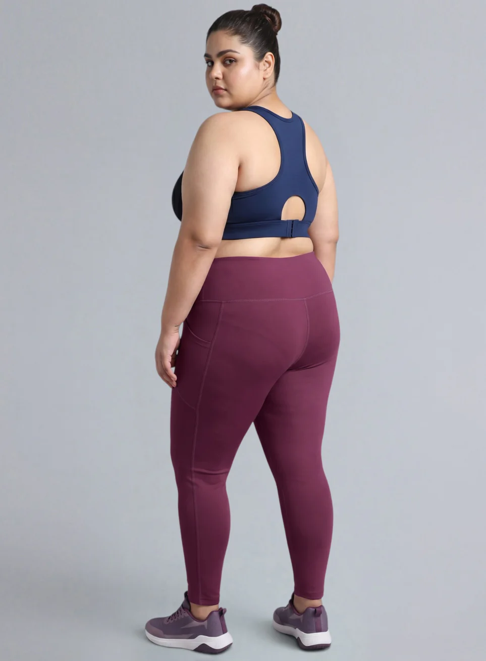Women's Blue Racer Back Hook Running High Support Plus Size Sports Bra - Image 2