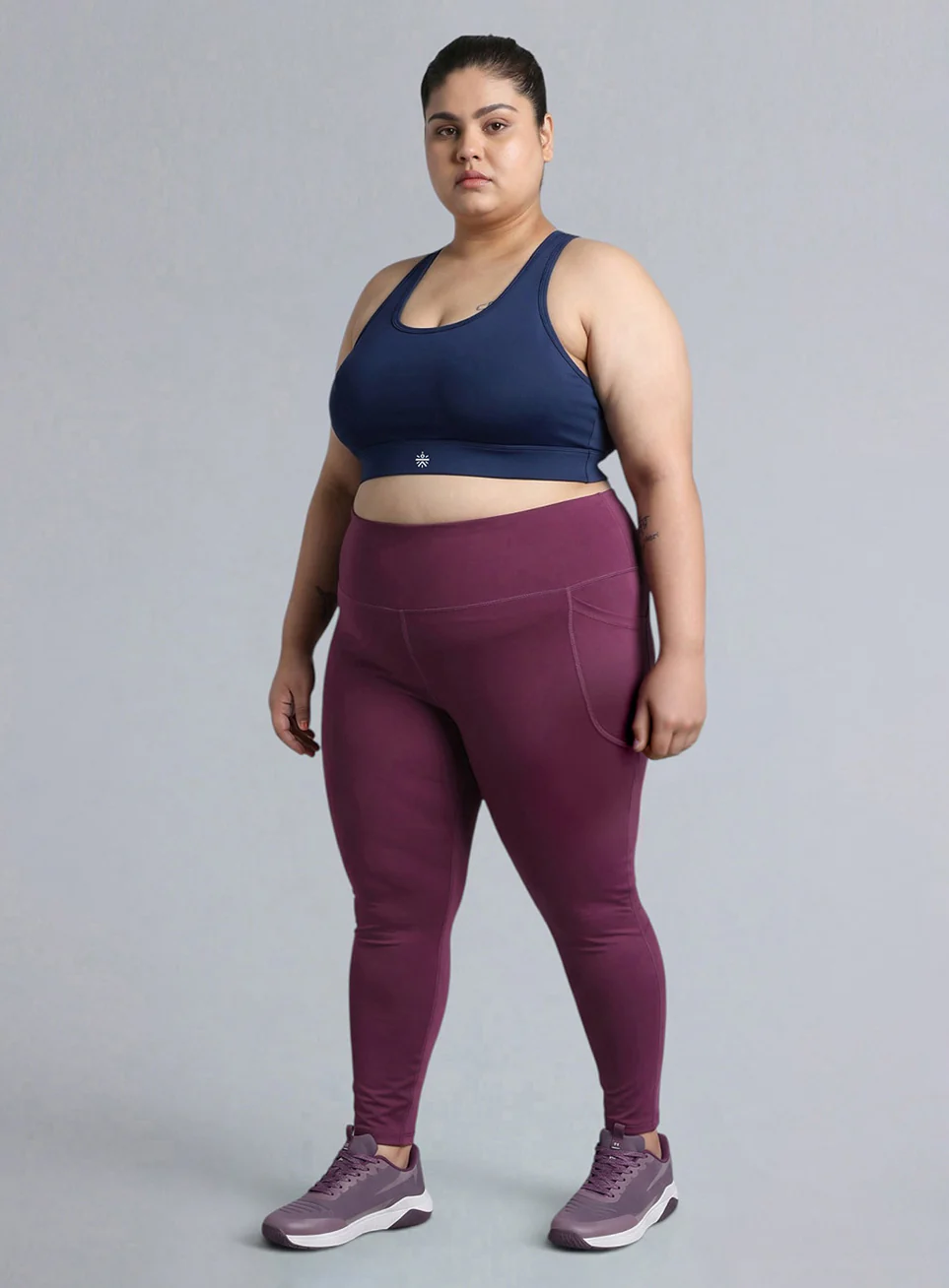 Women's Blue Racer Back Hook Running High Support Plus Size Sports Bra - Image 3